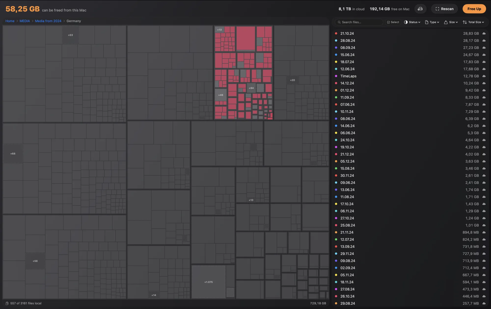 Flint app — file size breakdown